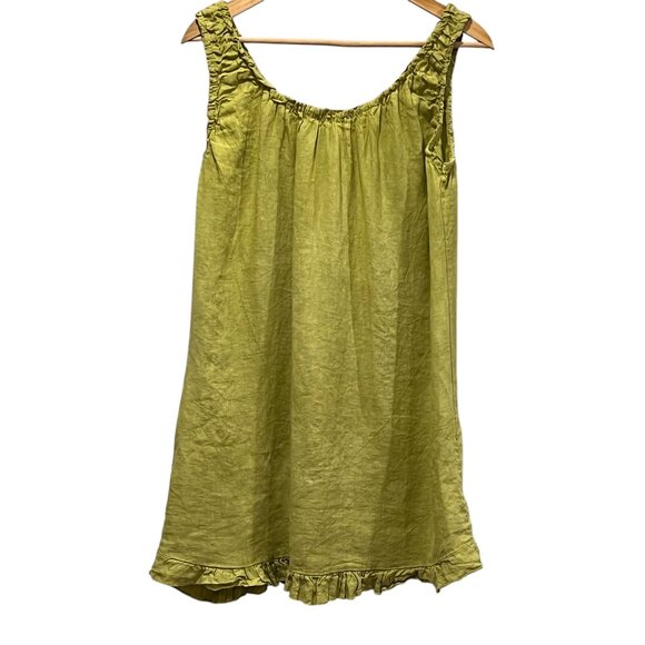 Colette Sleeveless Linen Mini Dress Tunic, Citron, L - Picture 6 of 7